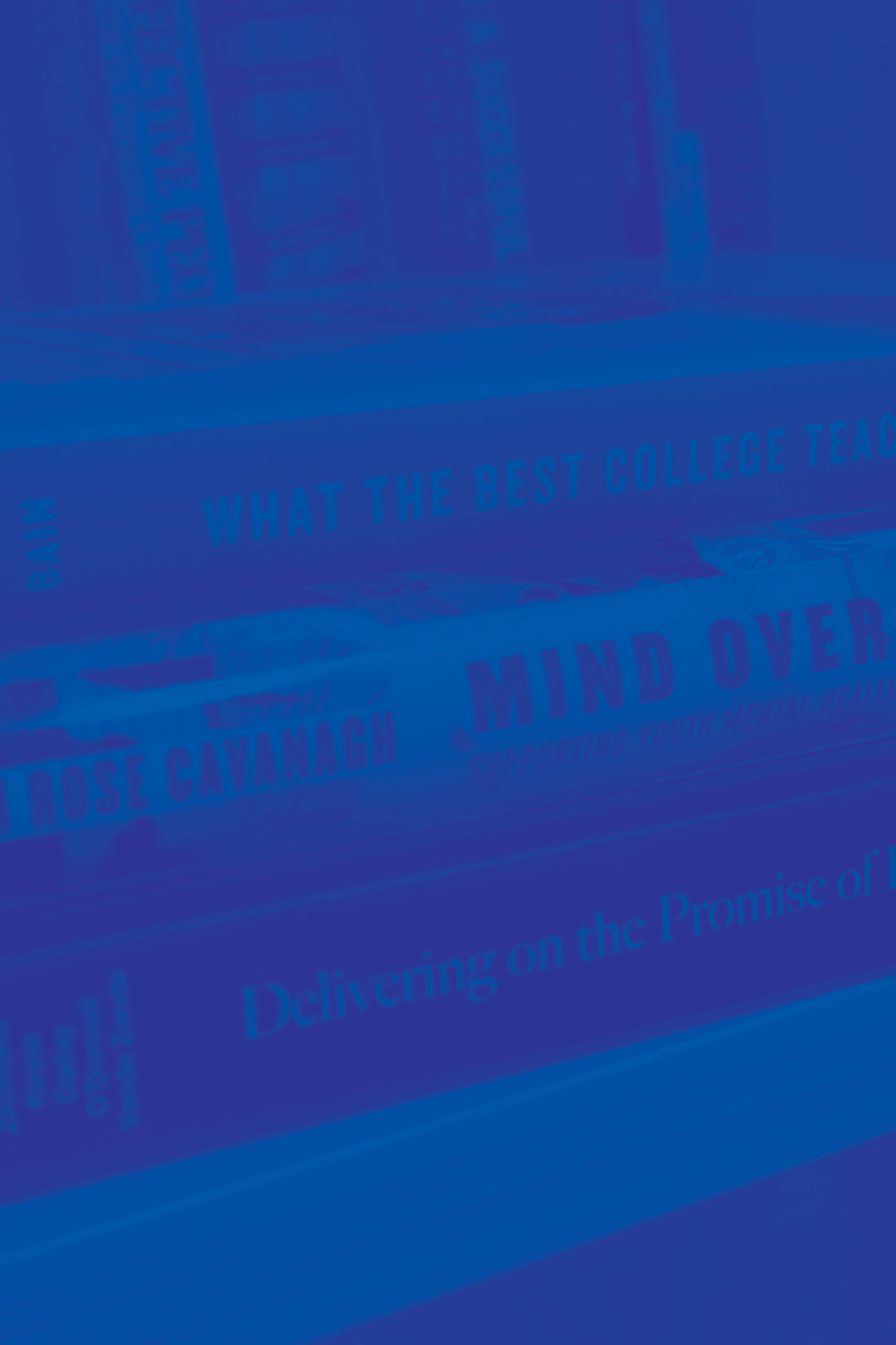 books with blue overlay