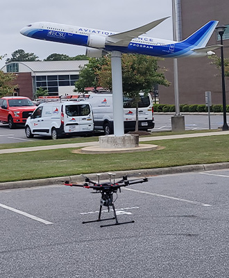 Drone landed in STEM building parking lot